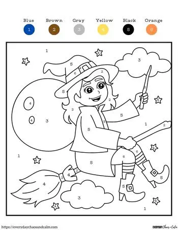 Free halloween color by number printables