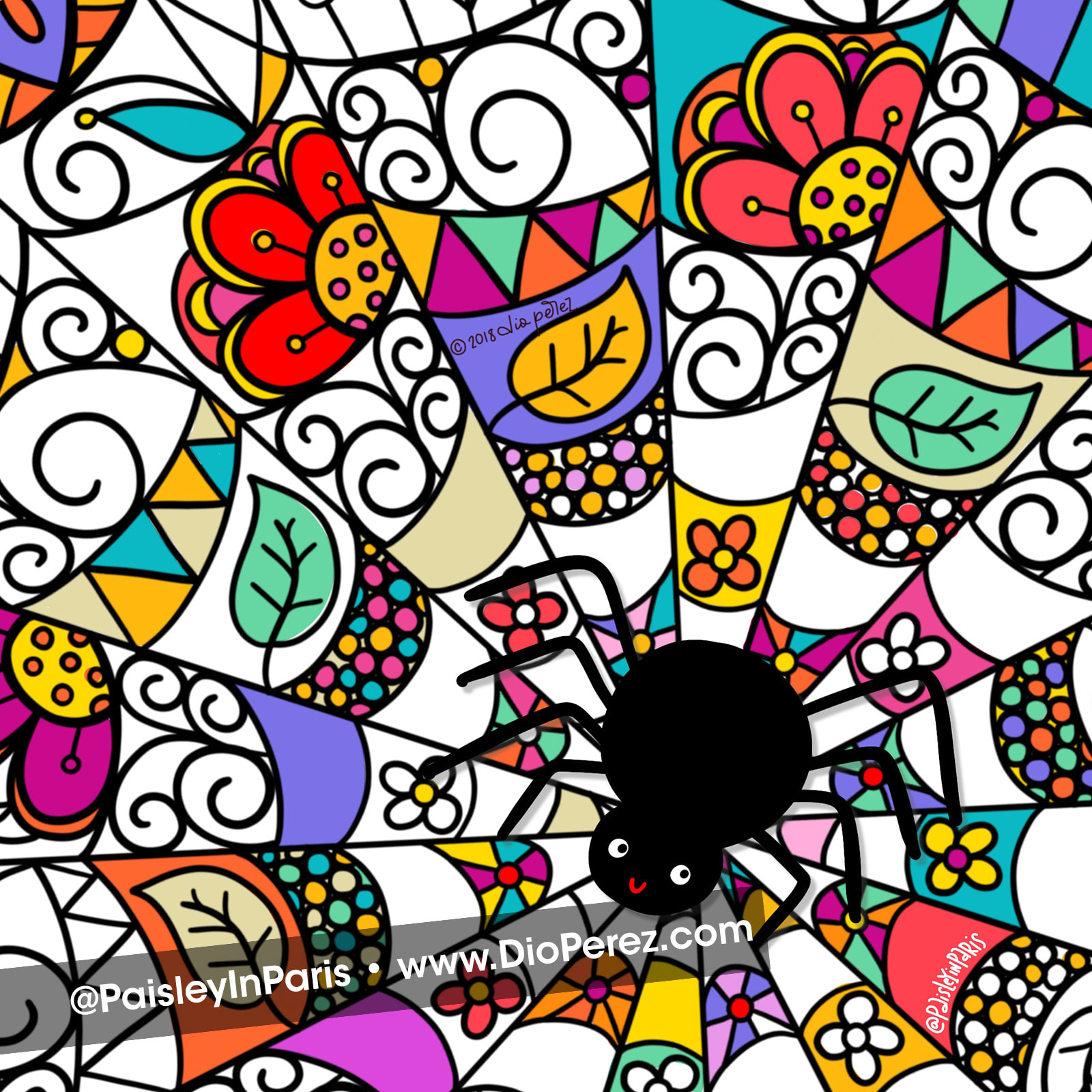 Fancy spider web coloring page