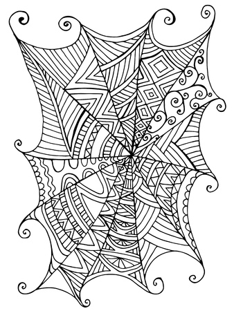 Decorative beautiful spider web children s coloring book pattern isolated vector hand drawn antistress fantasy cartoon background with cobweb for halloween decorative element doodle funny style ù ùùø øªøµù ùù ù