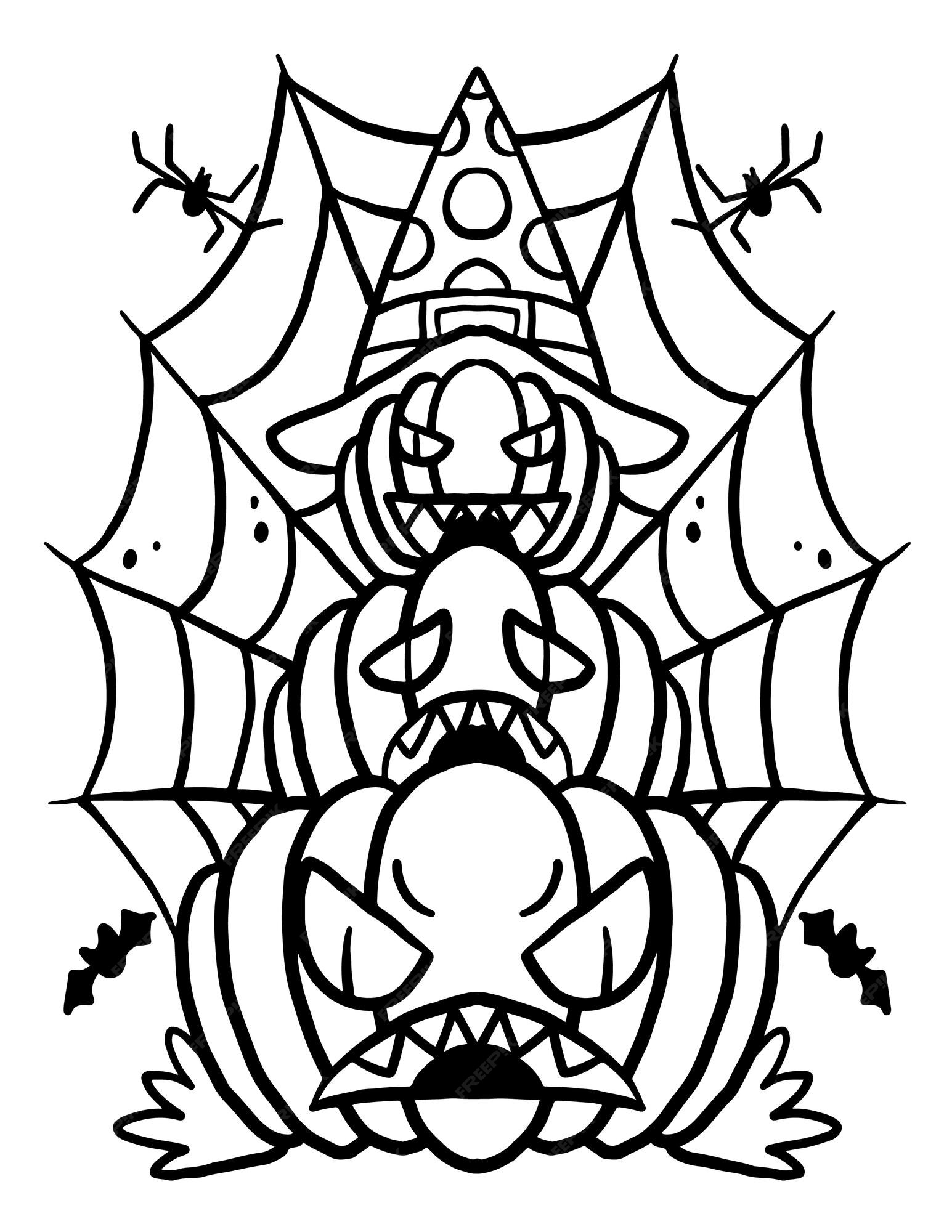Premium vector pumpkin stack halloween doodle coloring page