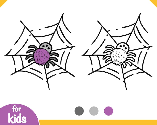 Premium vector coloring book for kids spider and web