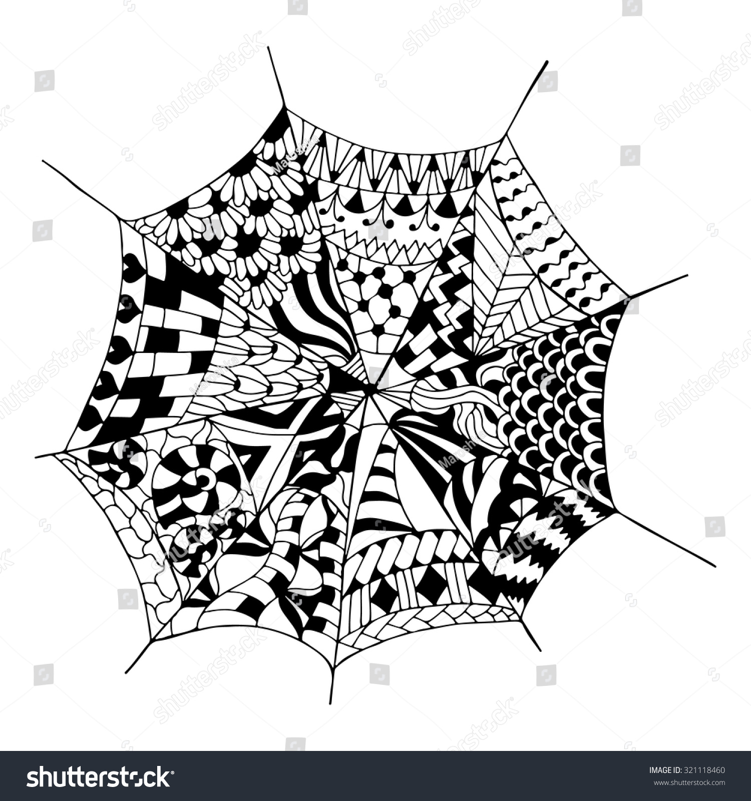 Hand drawn spider web anti stress stock vector royalty free