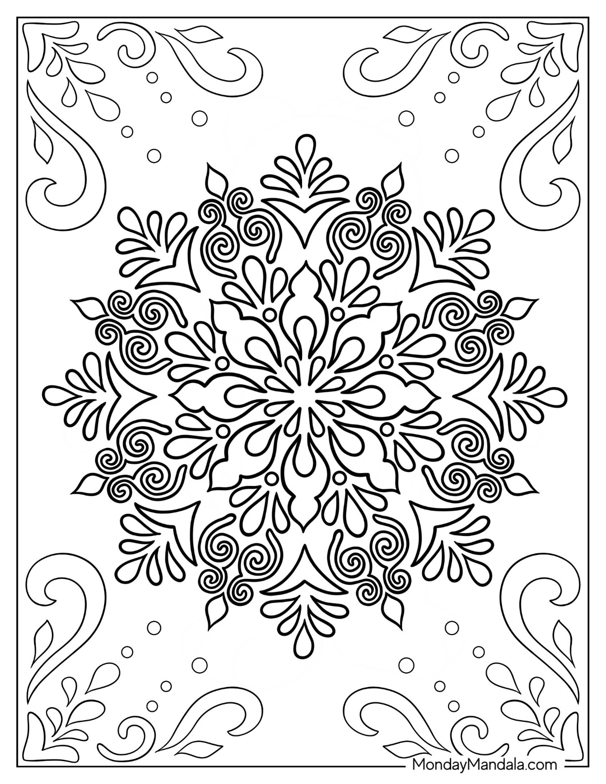 Snowflake coloring pages free pdf printables