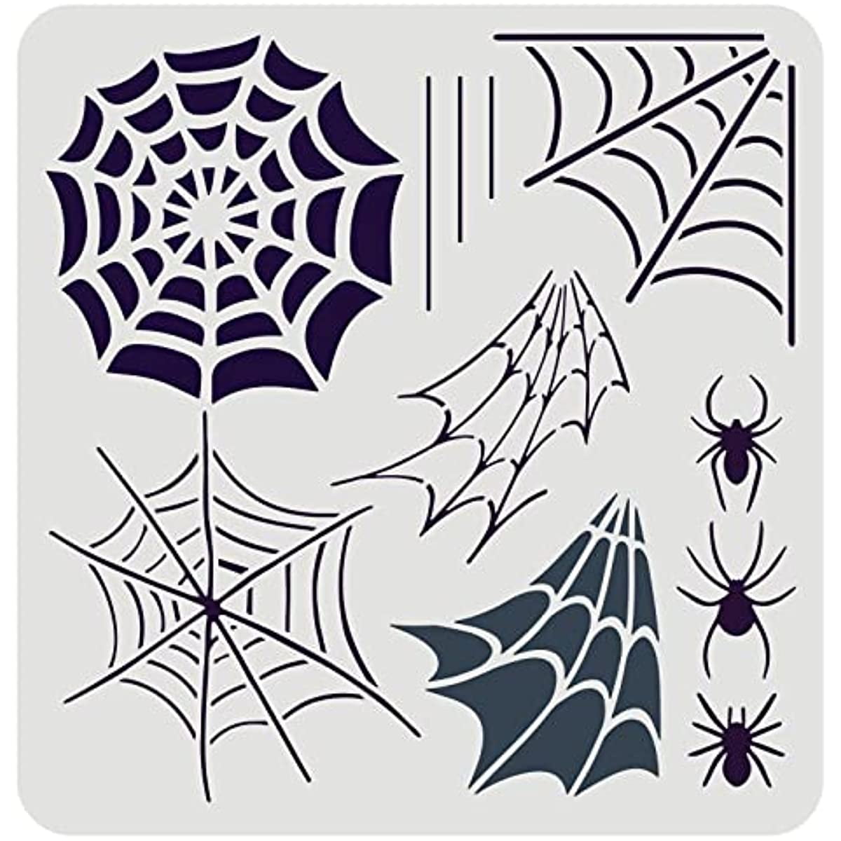 Spiderweb stencil reusable spiderweb and spider stencil spider drawing stencil halloween theme stencil for painting on wall canvas tile furniture and paper