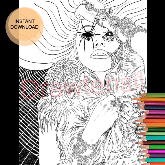 Spider woman halloween coloring page printable download dark fantasy beautiful horror by drawtensil