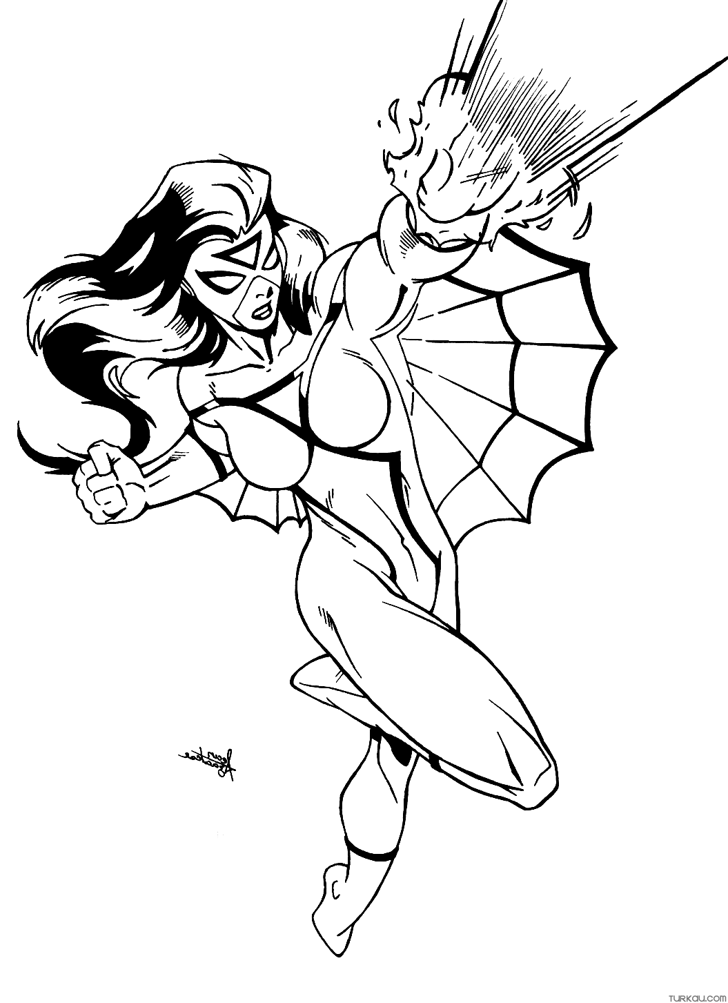 Wild spider woman coloring page
