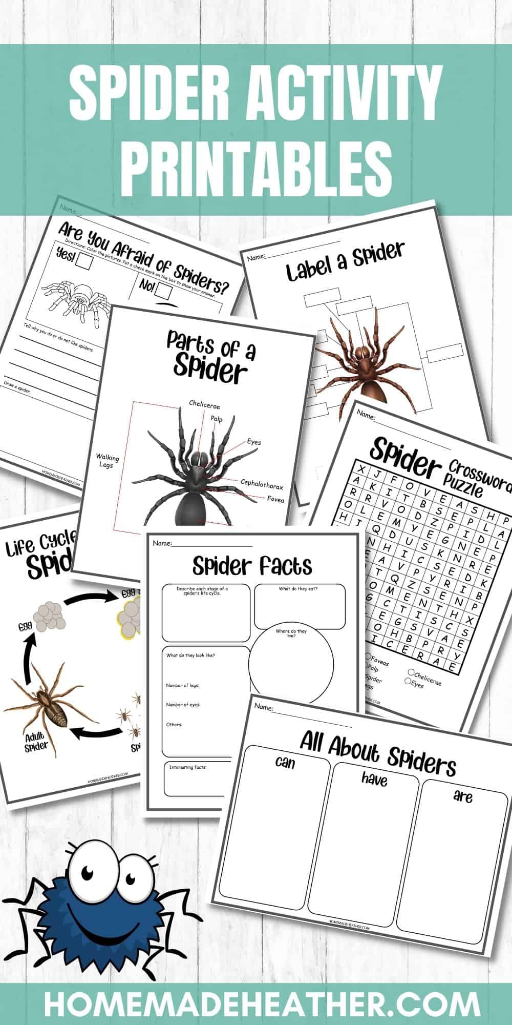 Free spider activity printables homemade heather
