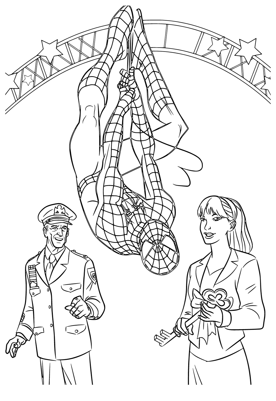 Free printable spiderman stars coloring page for adults and kids
