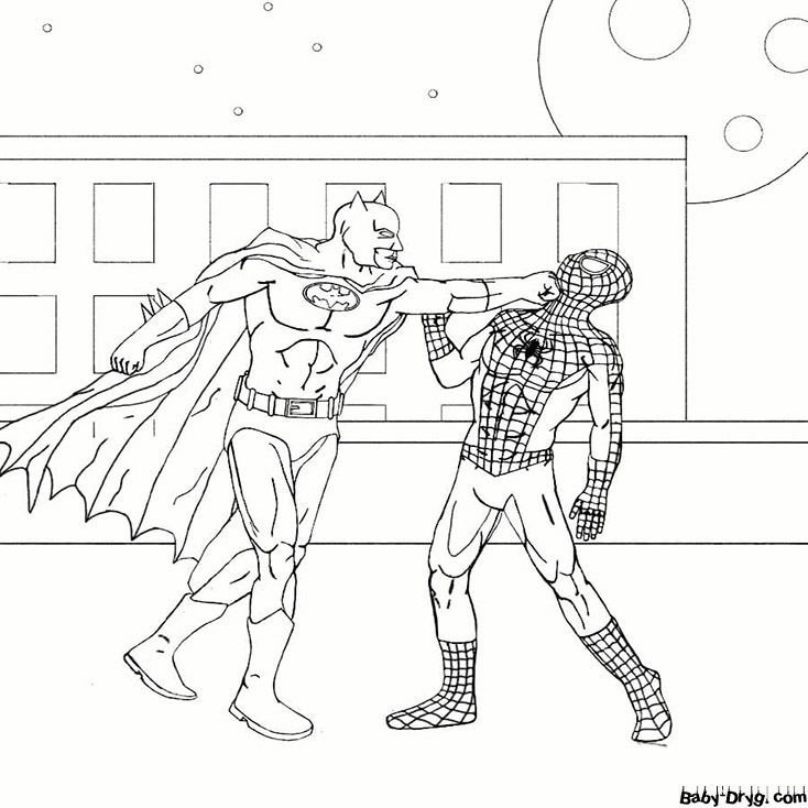 Coloring page batman vs spider