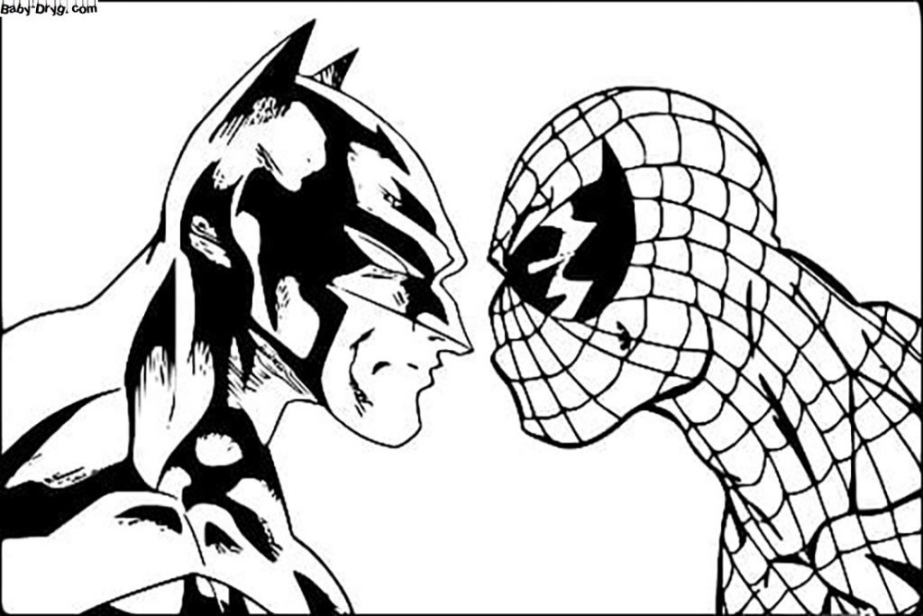 Coloring page batman and spider
