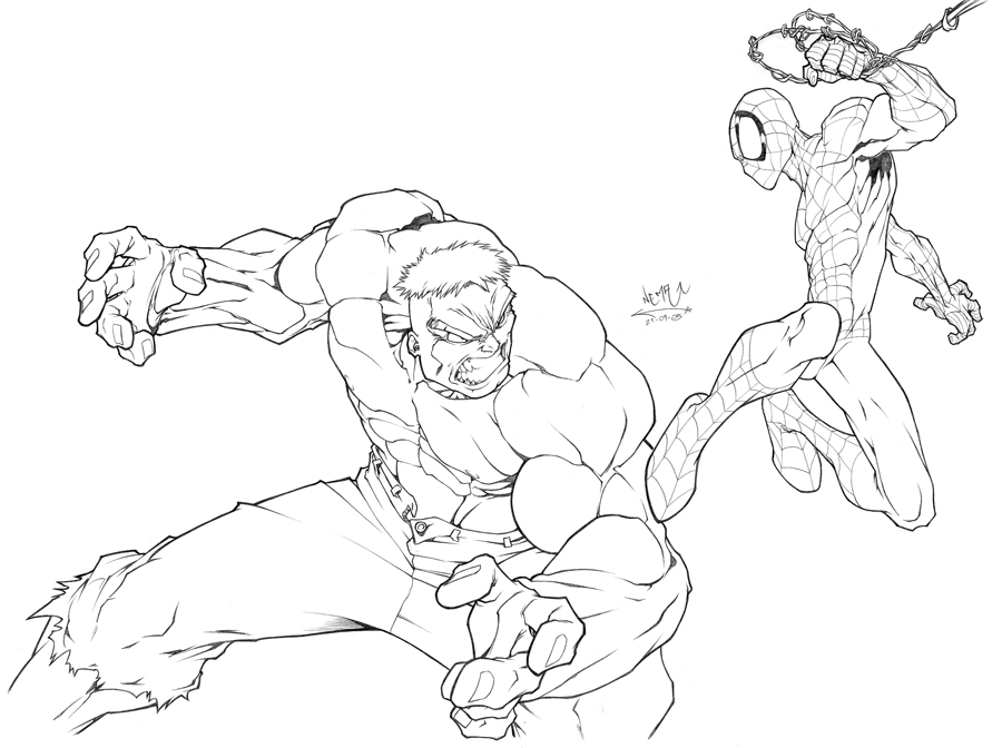 Hulk vs spidey by carlosgomezartist on