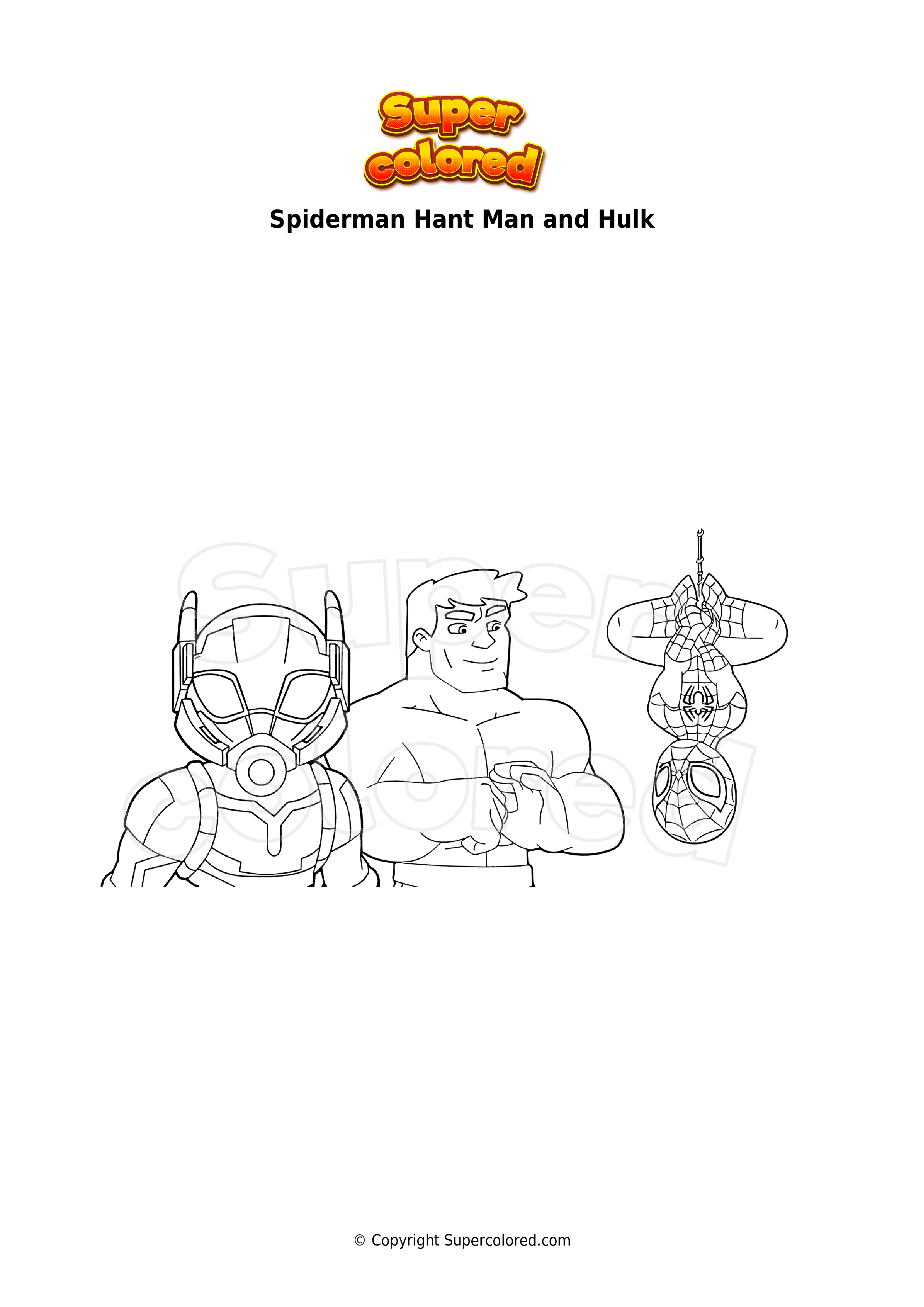 Coloring page spiderman hant man and hulk