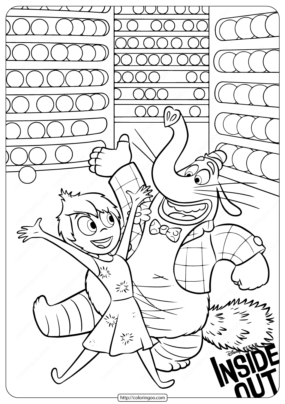 Disney inside out joy and bing bong coloring pages