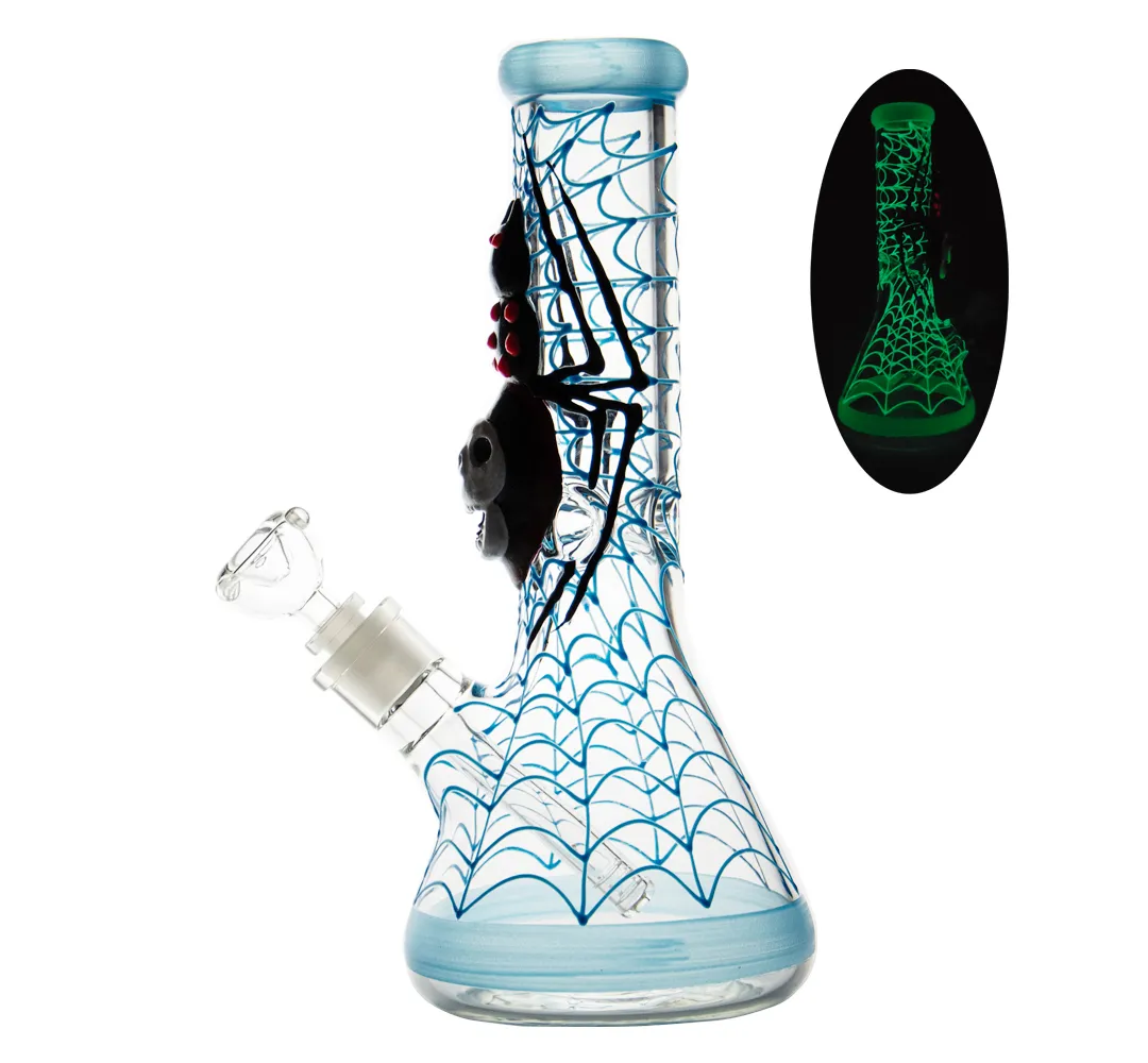 Inch mm beaker bong glow in the dark glass bong d spider ghost head luminous water pipe dab rig water bongs from galton