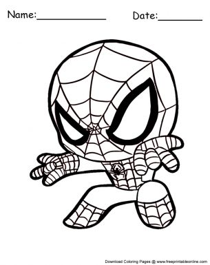 Cute chibi spiderman coloring sheet cartoon coloring pages avengers coloring pages spiderman coloring