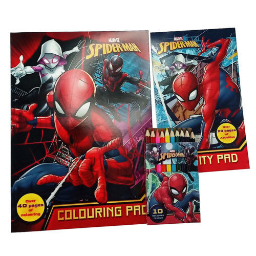 Spiderman activity coloring book with color pencil set â the butterfly gift shop