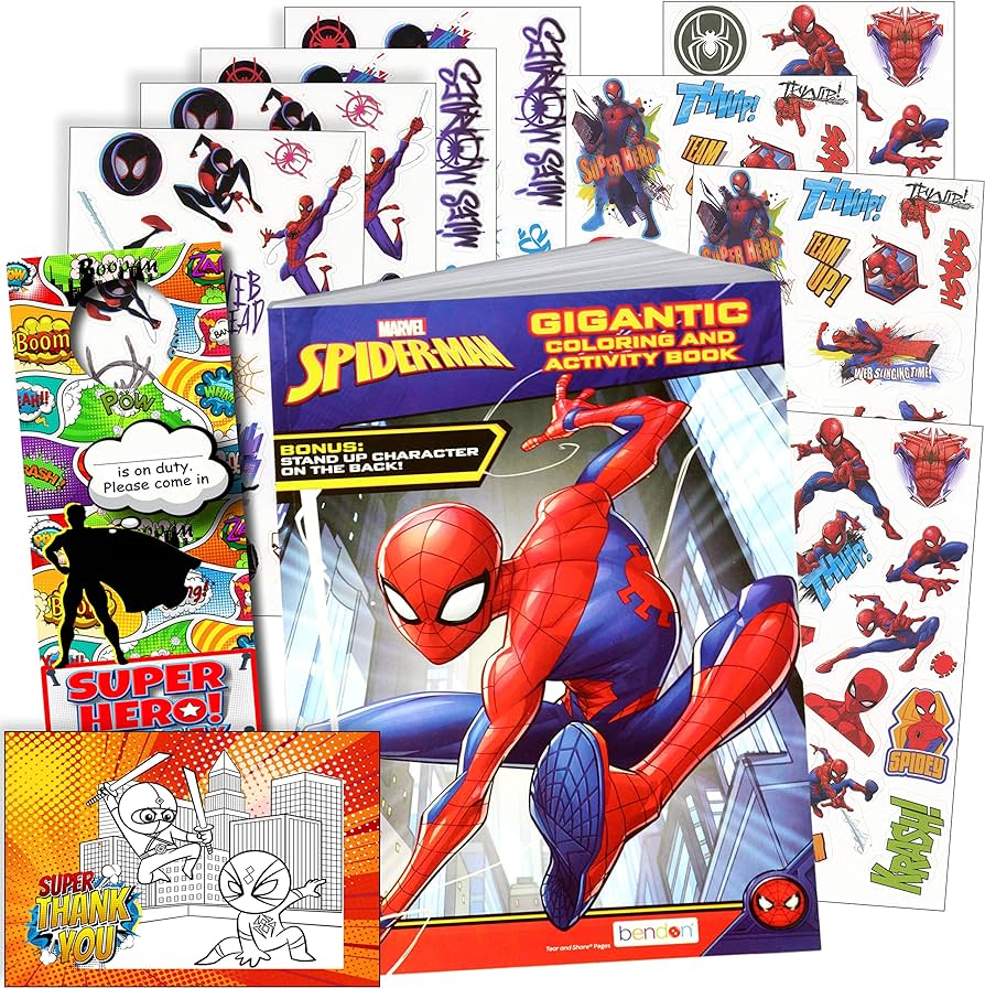 Spiderman favorite characters coloring books for kids with spiderman stickers bundle spiderman toys games