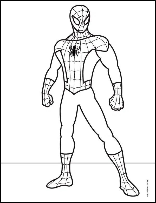 Easy how to draw spiderman tutorial video and spiderman coloring page spiderman coloring spiderman drawing spiderman painting