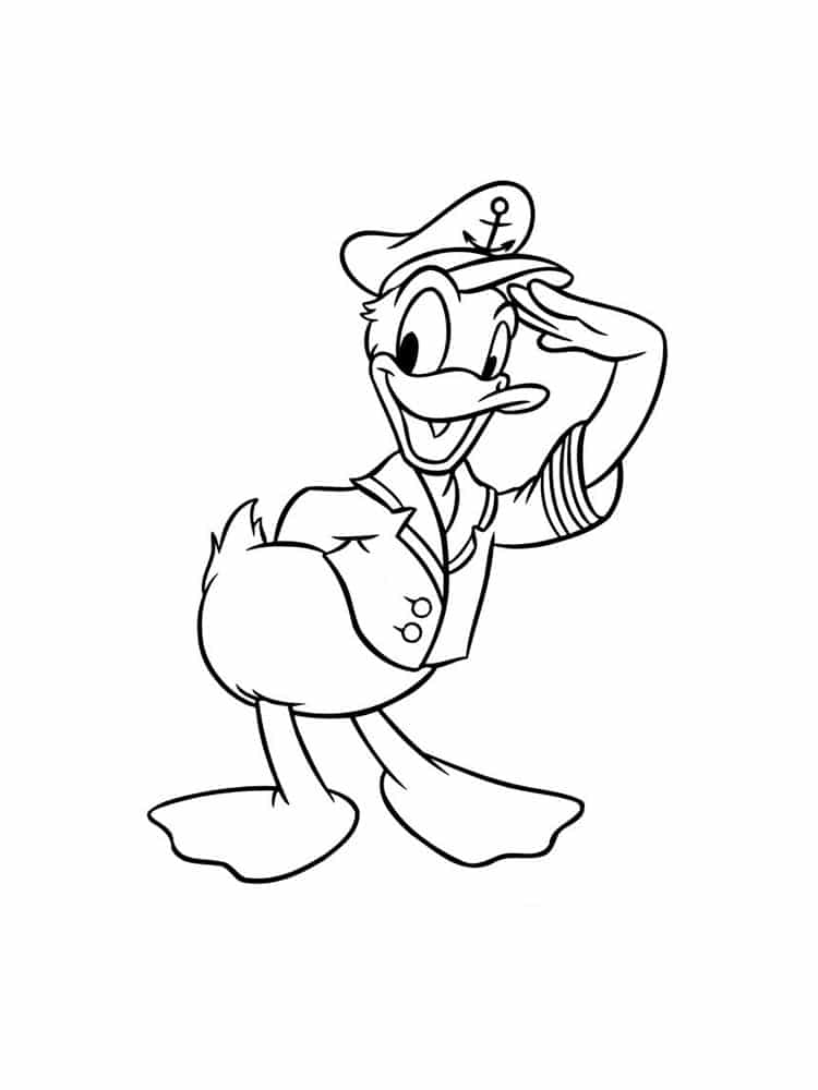 Donald duck in a sailors form coloring page