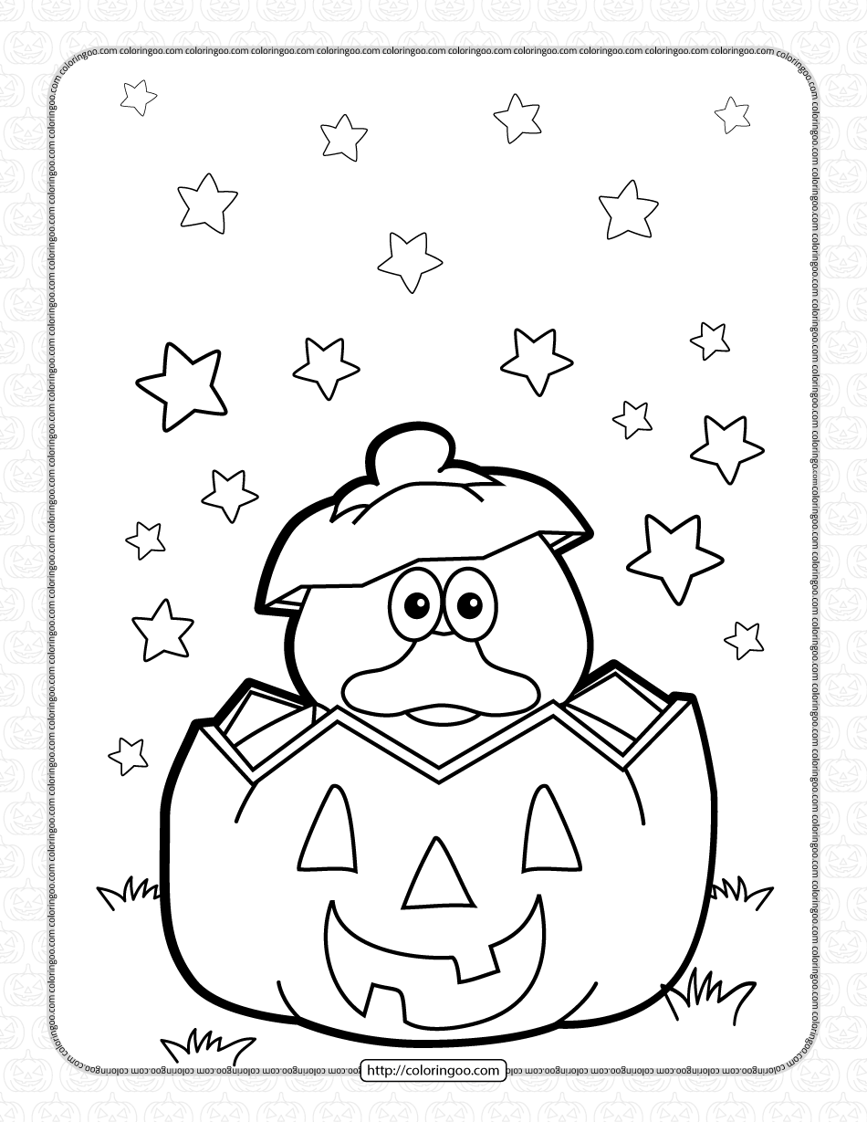 Halloween duck pumpkin coloring pages