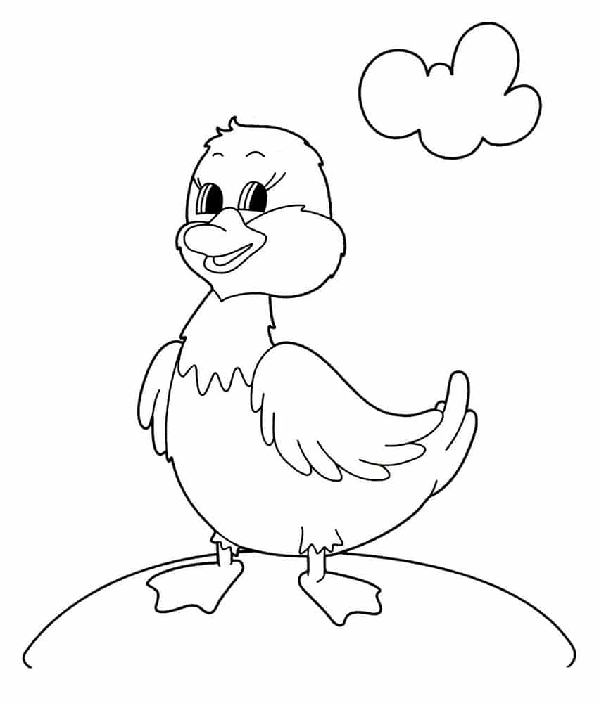 Cute duck walking coloring page
