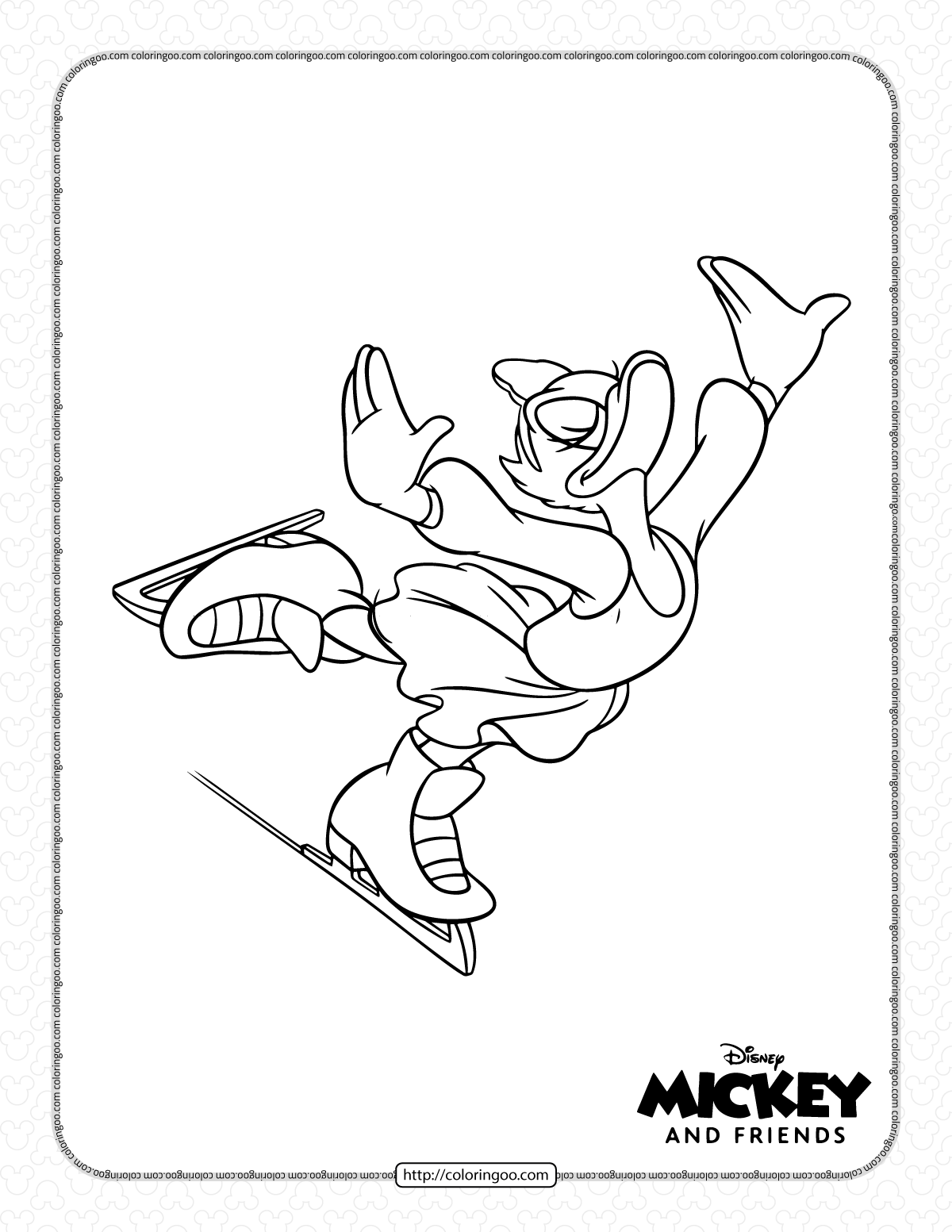 Disney daisy duck ice skating coloring pages