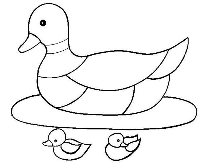 A duck with little ducklings ing back home coloring page