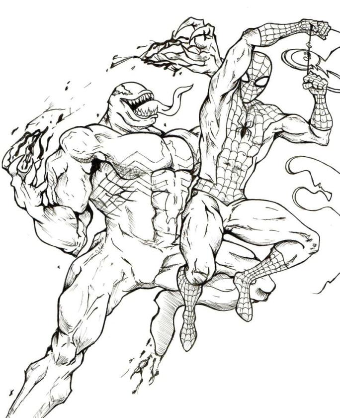 Get this venom coloring pages to print venom and spiderman battling it out