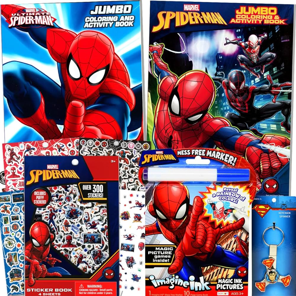 Spiderman superhero coloring activity super set bundle with coloring books stickers imagine ink coloring book and more toys games