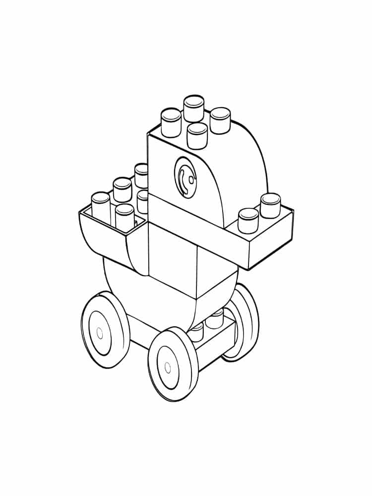 Lego duck with wheels coloring page