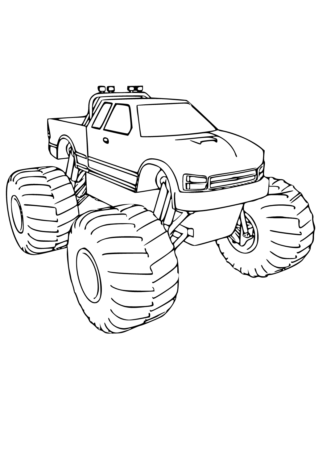 Free printable monster truck easy coloring page for adults and kids