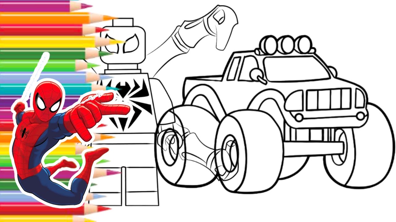 How to coloring spideran ix car offroad caroffroad spideran cars car avengers arvel