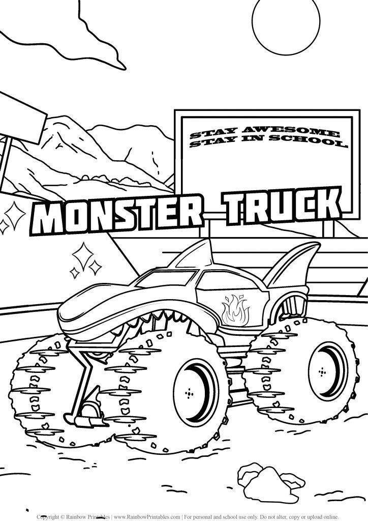 Free monster truck coloring pages for kids printable download â