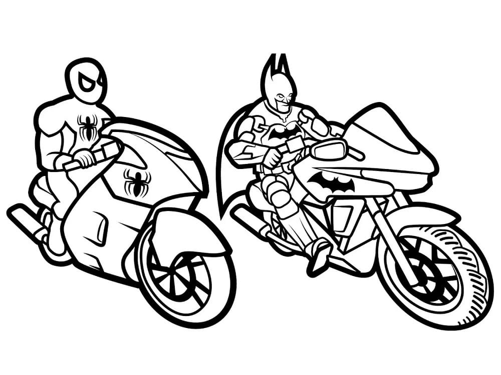 Spiderman and batman coloring page