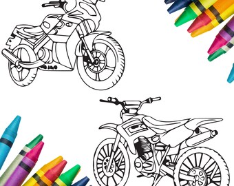 Motorcycle coloring book printable coloring pages birthday activity printable coloring book pdf instant digital download