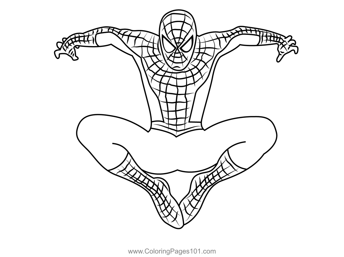 Dynamic spiderman coloring page for kids