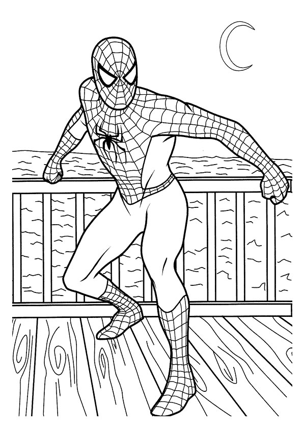 Coloring pages spiderman jumping from building