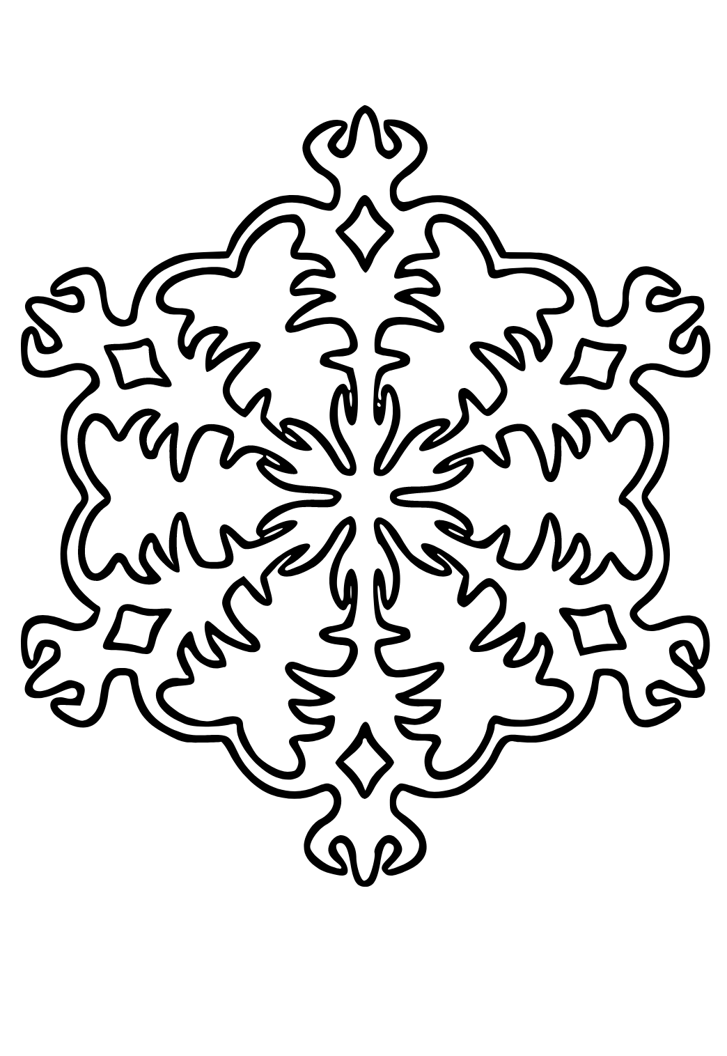 Free printable snowflake symmetry coloring page for adults and kids