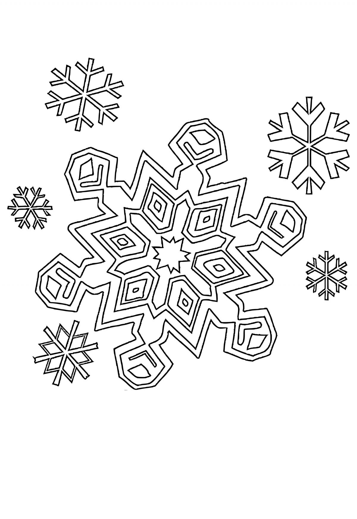 Free printable snowflake diverse coloring page for adults and kids