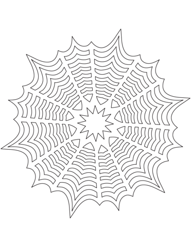 Snowflake with spiderweb pattern coloring page free printable coloring pages