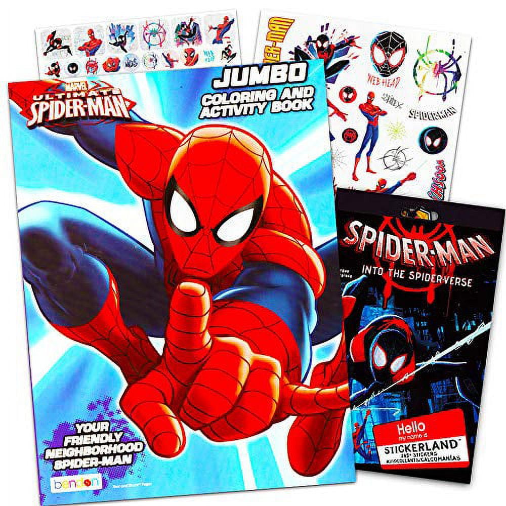 Marvel spiderman coloring book bundle with spiderman stickers and rex