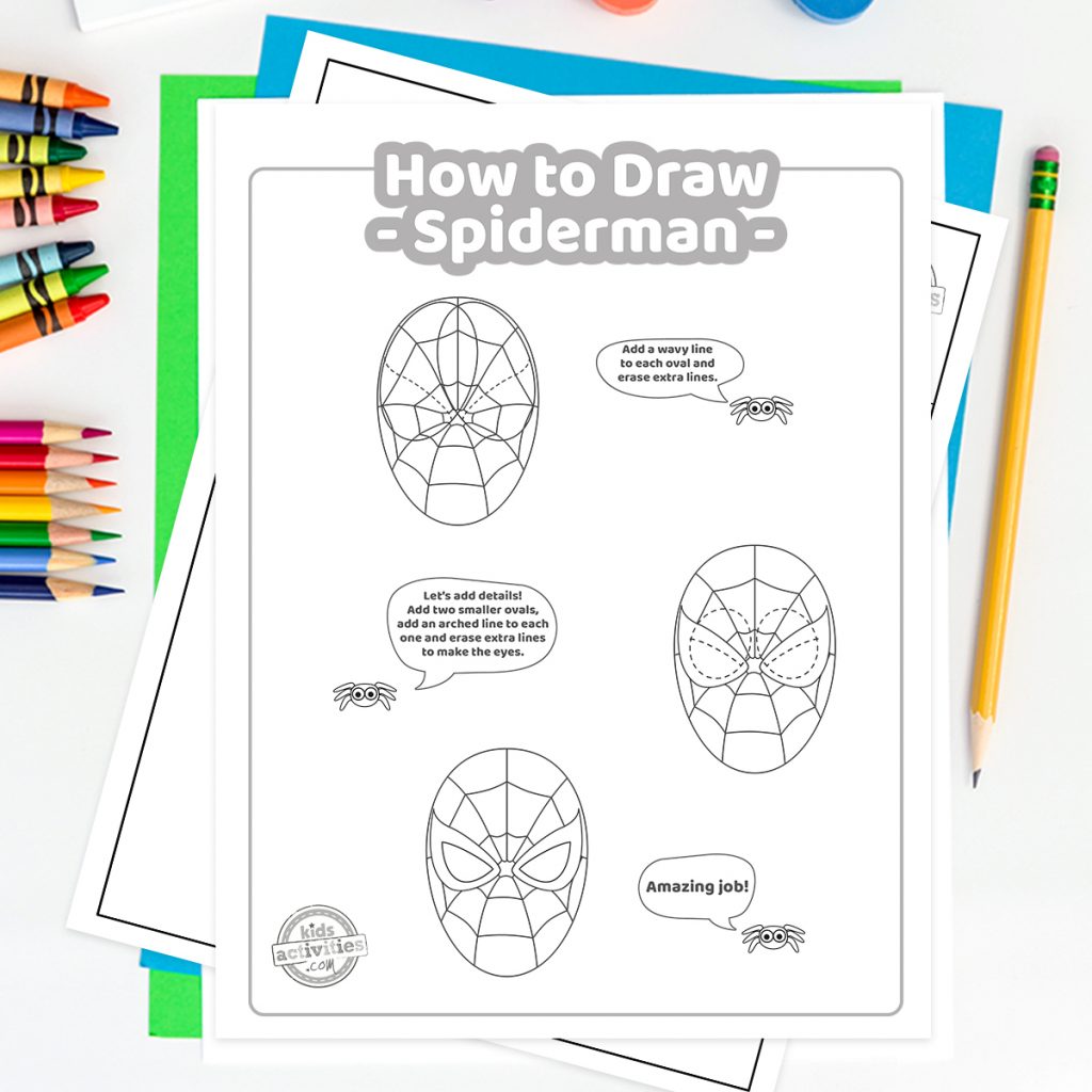 How to draw spiderman easy printable lesson for kids kids activities blog