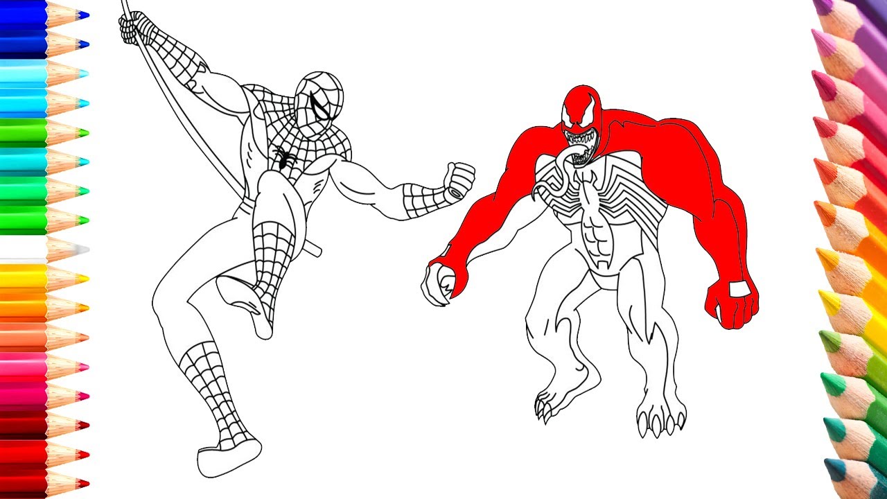 Spiderman vs venom avengers colouring pages spiderman fights venom coloring pages