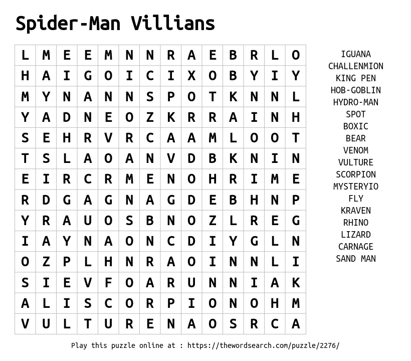Download word search on spider
