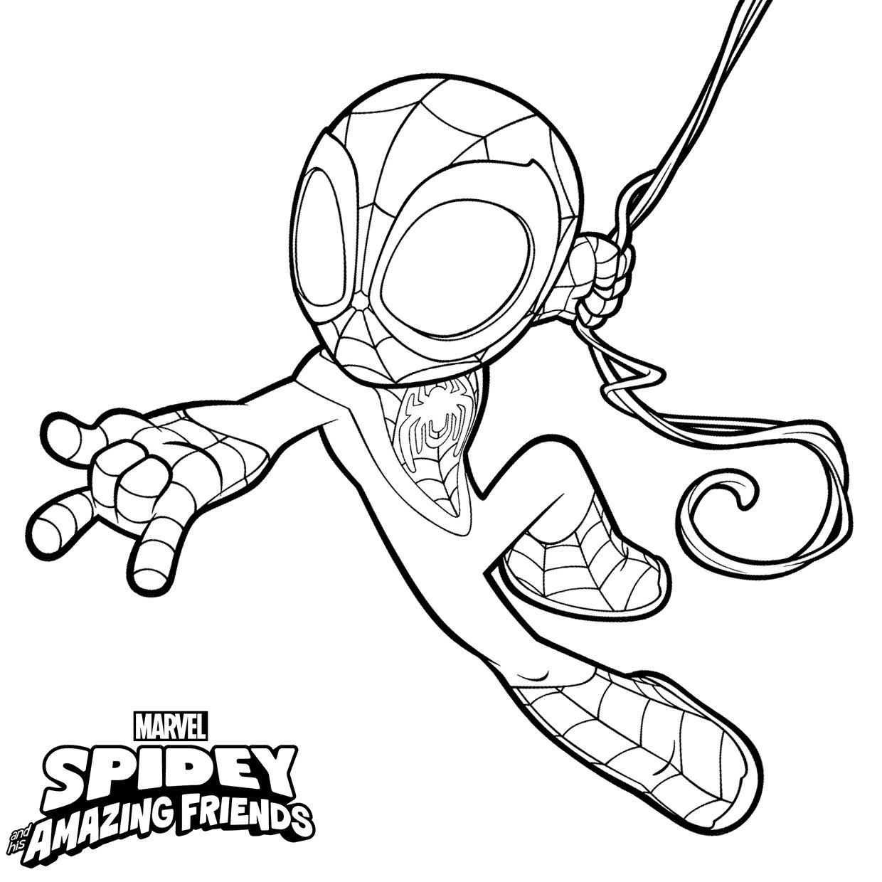 Spidey throws a thread coloring page