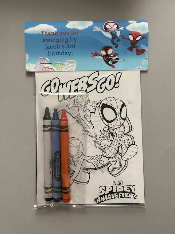 Spidey coloring sheets coloring books personalized party favors party favor fillers spidey and his amazing friends