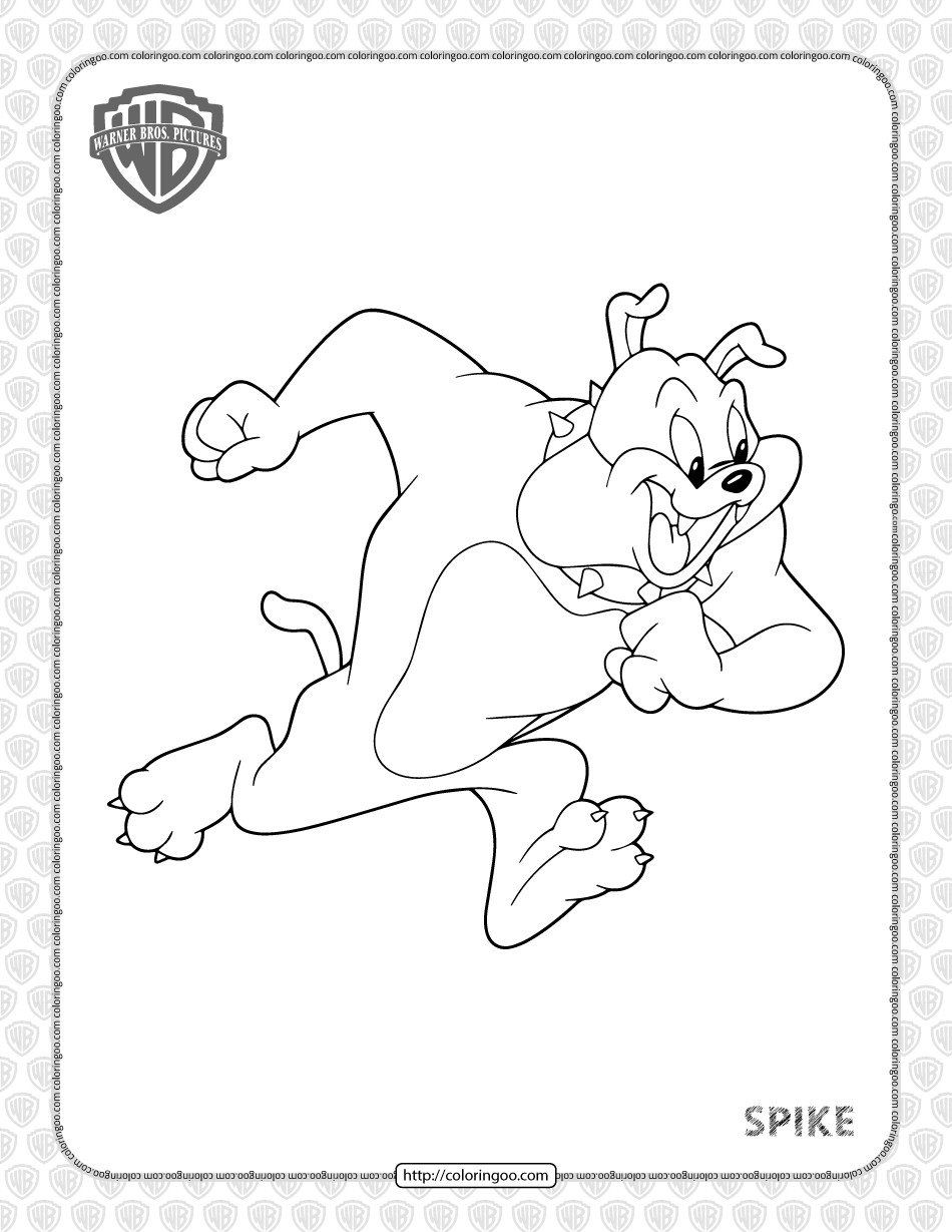Printable tom and jerry spike coloring page