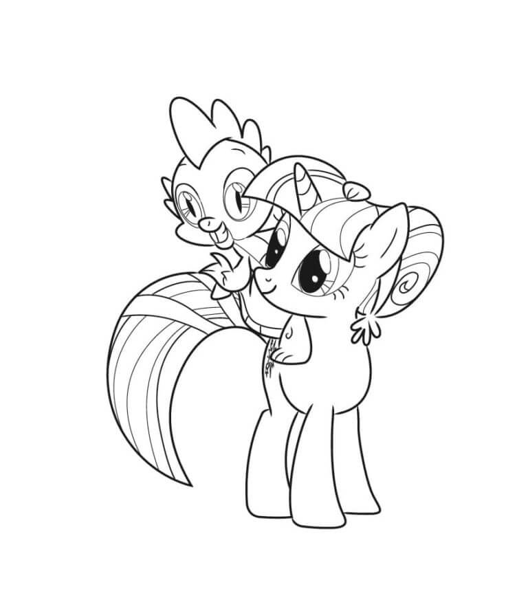 Spike riding twilight coloring page