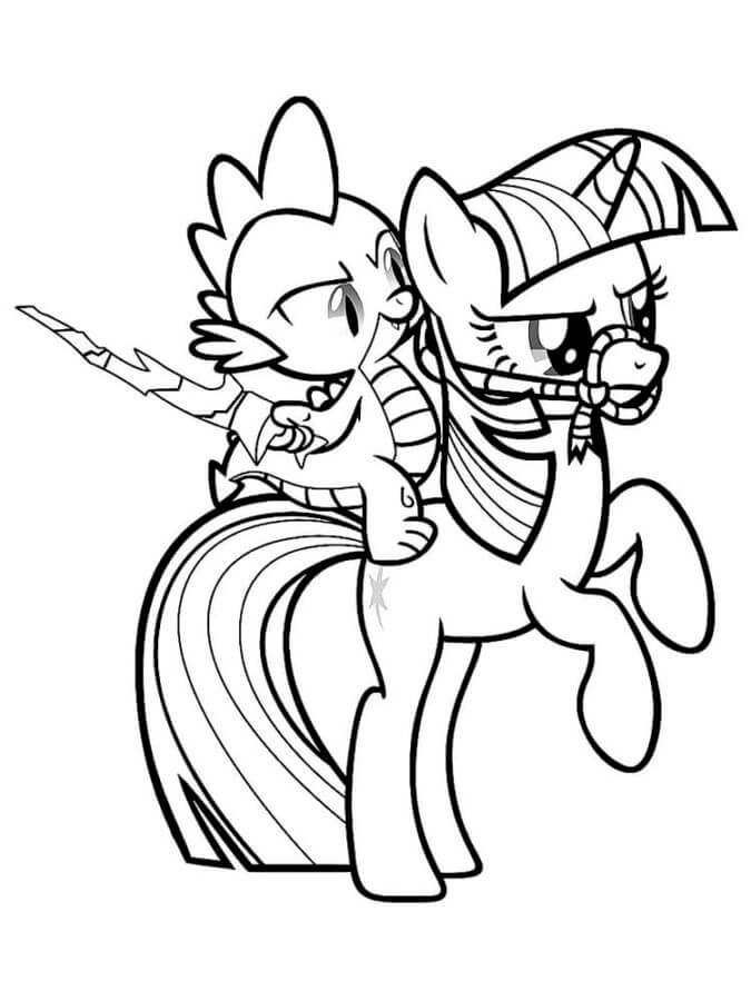 Spike plays knight coloring page