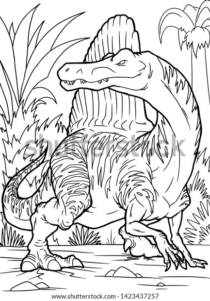 Coloring book spinosaurus dinosaur coloring page stock vector royalty free